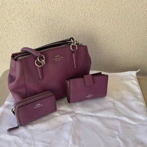 Coach Satchel w/ shoulder strap with matching wallet and card holder